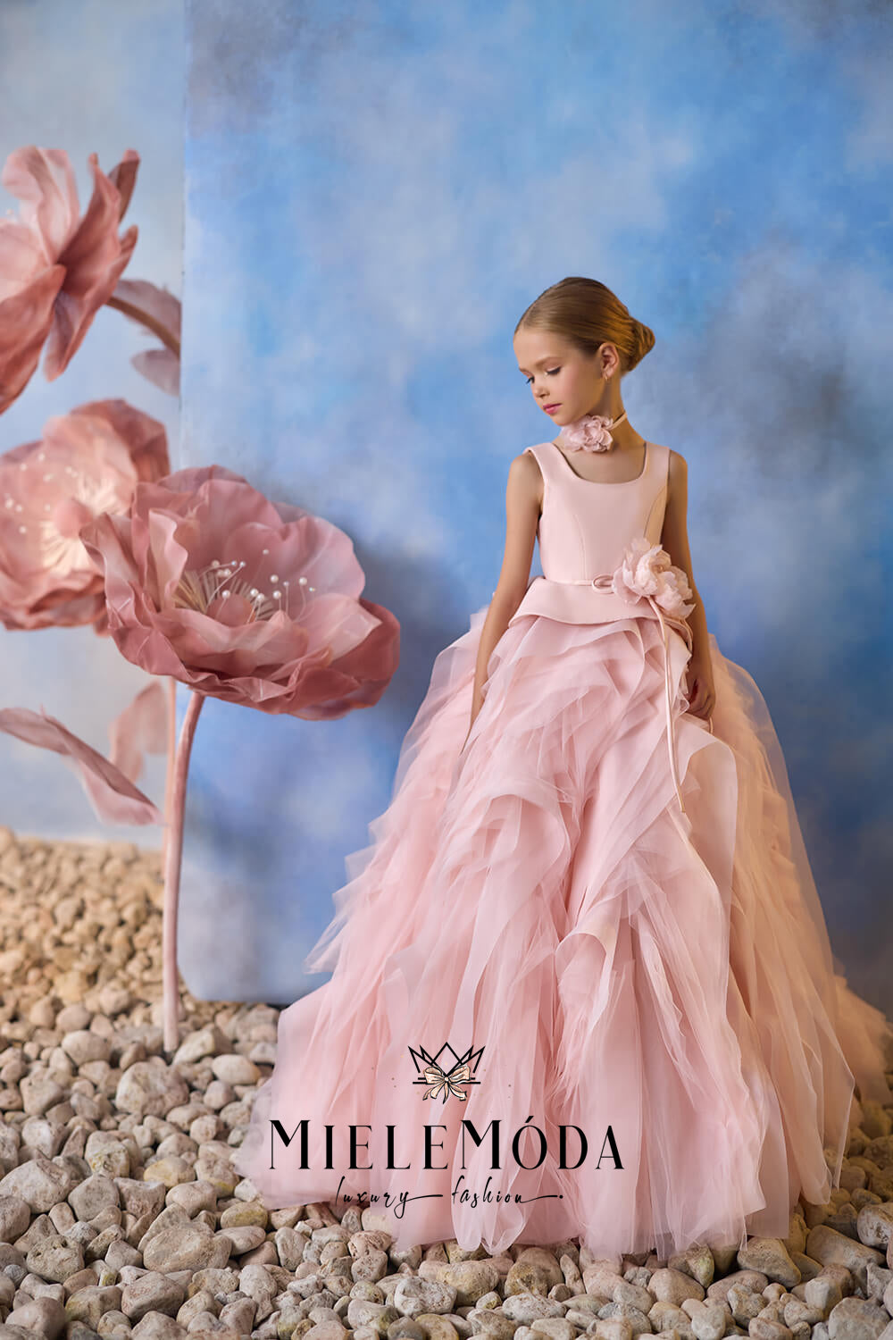 Aurora Charm Luxury Flower Girl Dress - Miele Moda Luxury Fashion 4T (28) / Cappuccino (as pictured) / Standard: Ships in 6-8 business weeks Aurora Charm Luxury Flower Girl Dress - Miele Moda Luxury Fashion 4T (28) / Cappuccino (as pictured) / Standard: Ships in 6-8 business weeks