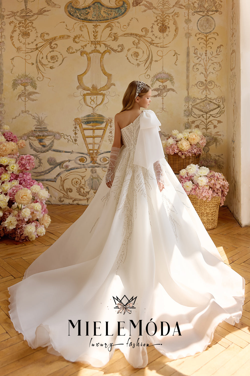 Céleste Fleur Luxury One Shoulder Flower Girl Dress