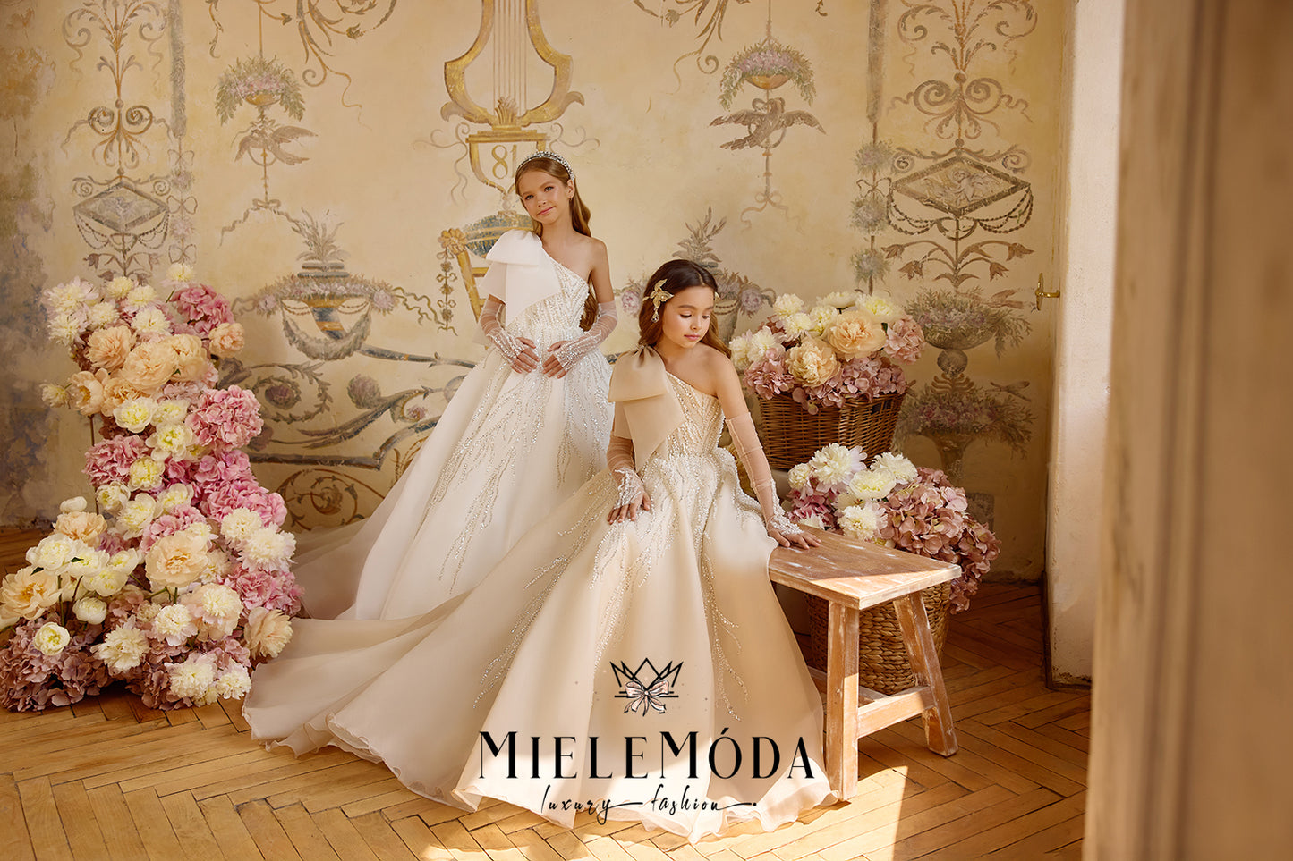 Céleste Fleur Luxury One Shoulder Flower Girl Dress