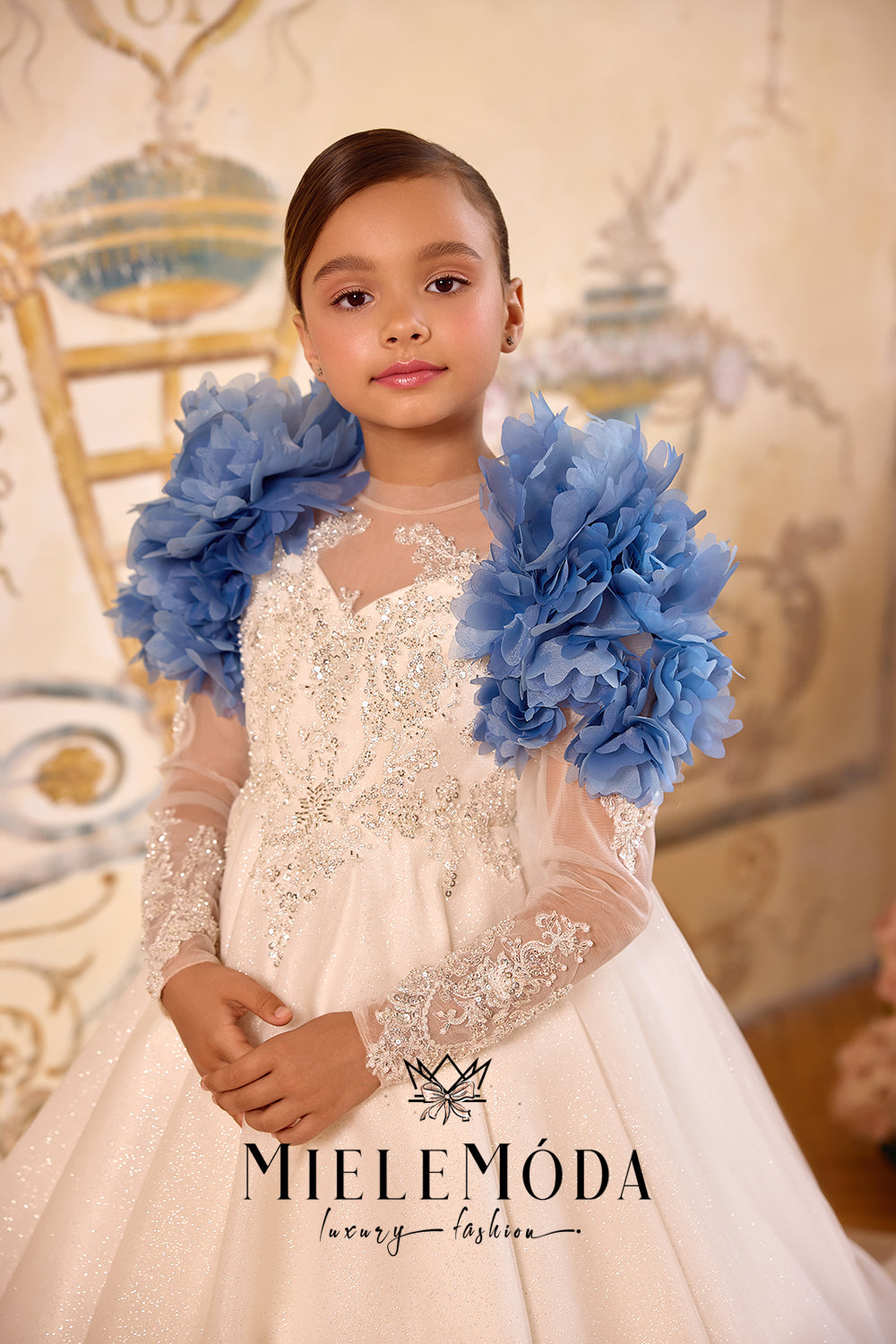 Fleur de Lune Luxury Couture Flower Girl Dress with Cape