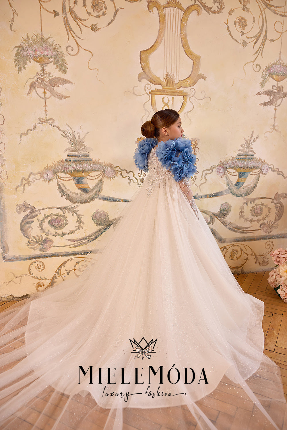 Fleur de Lune Luxury Couture Flower Girl Dress with Cape