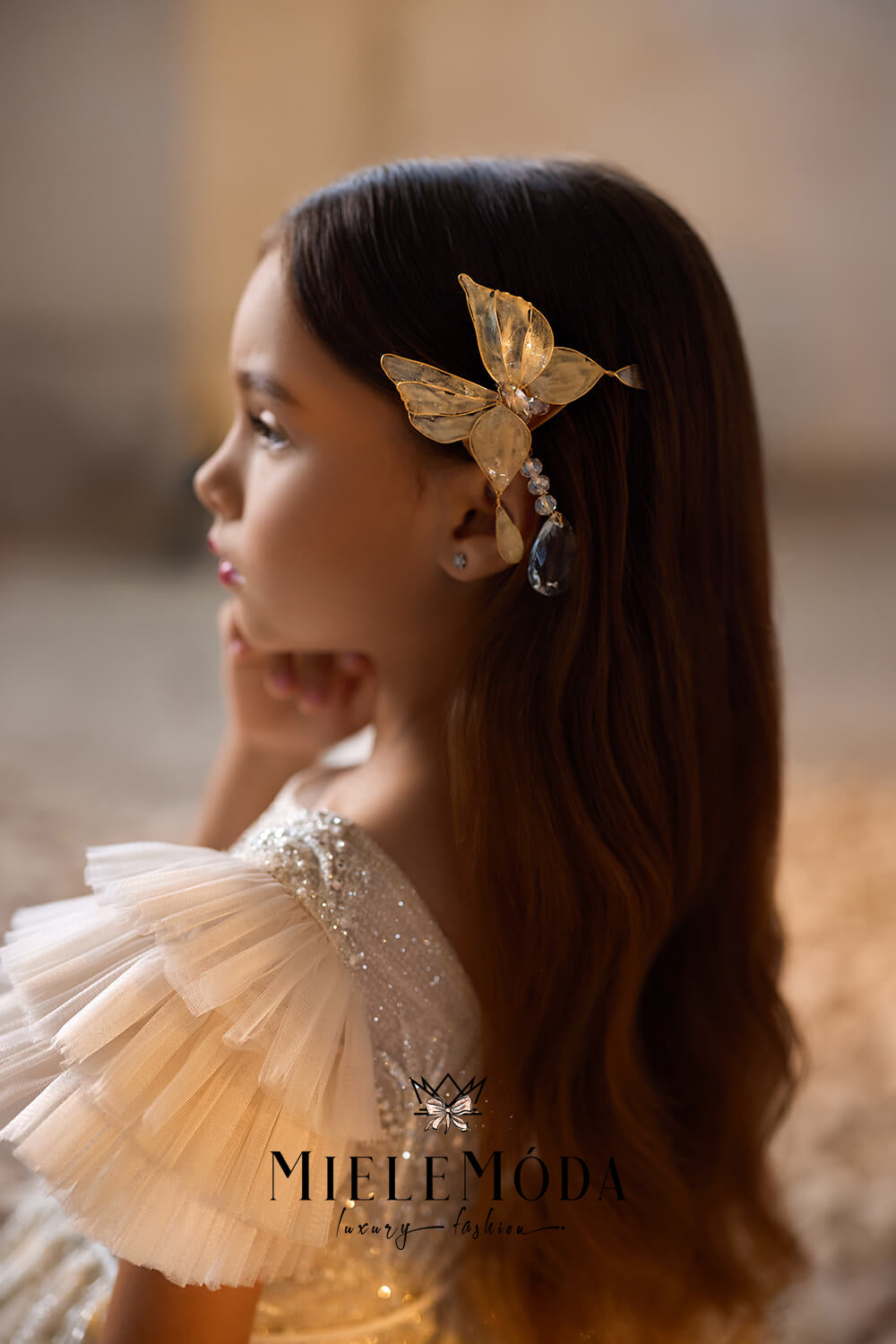 Frosted Pearl Luxury Flower Girl Dress