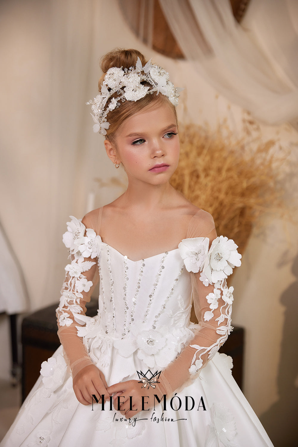 Lillian Couture Flower Girl Communion Dress Miele Moda Luxury