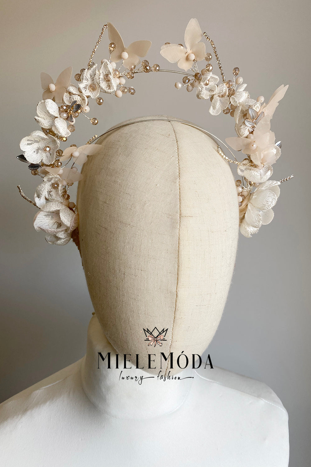 Luxury Butterfly Floral Tiara Communion Hair Accessory