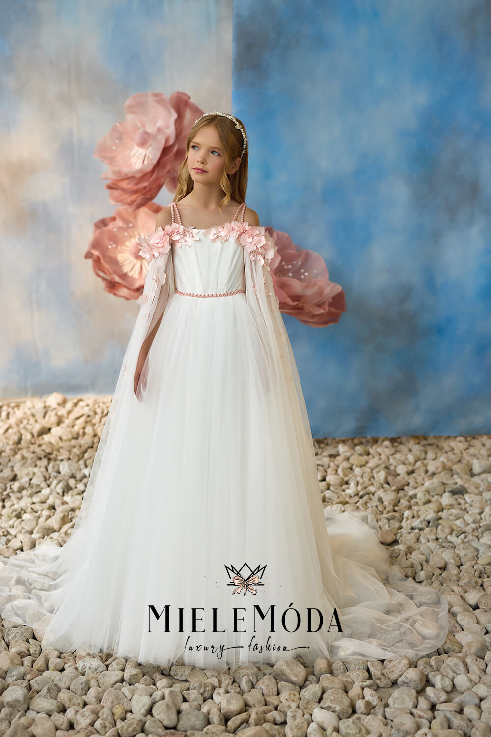 Opal Cascade Luxury Flower Girl Dress