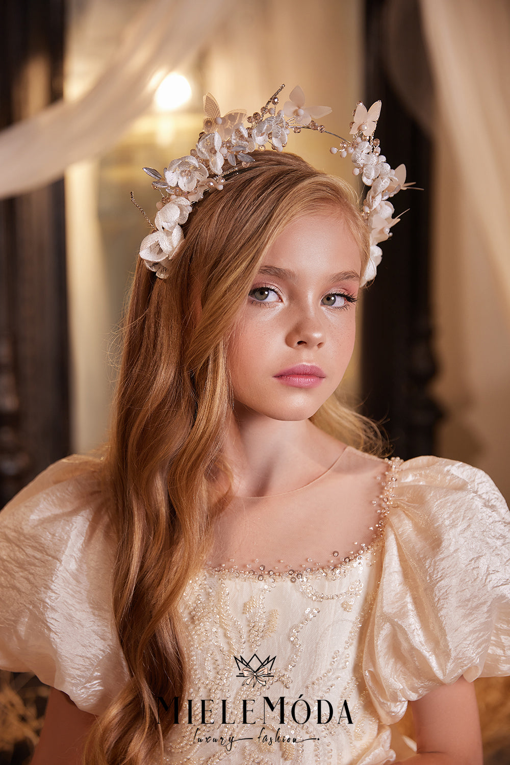 Luxury Butterfly Floral Tiara Communion Hair Accessory