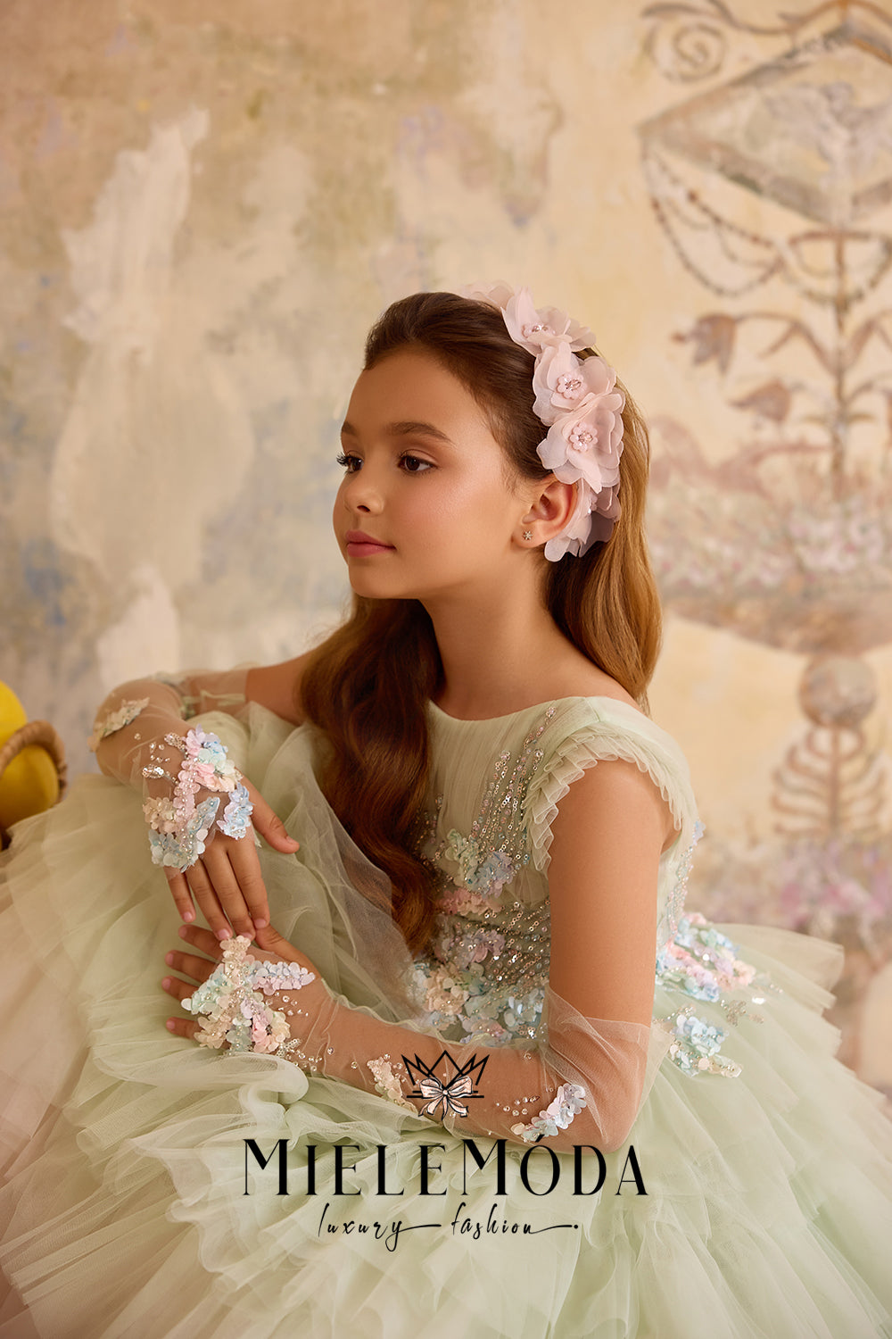 Rosa Enchantée Couture Flower Girl Ombre Dress