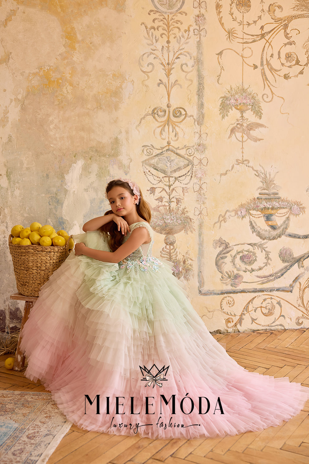 Rosa Enchantée Couture Flower Girl Ombre Dress