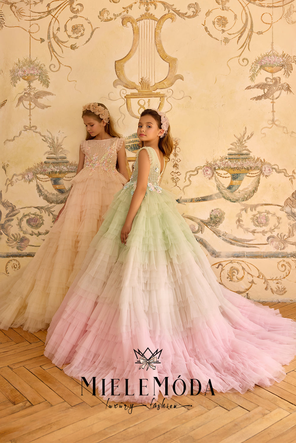 Rosa Enchantée Couture Flower Girl Ombre Dress