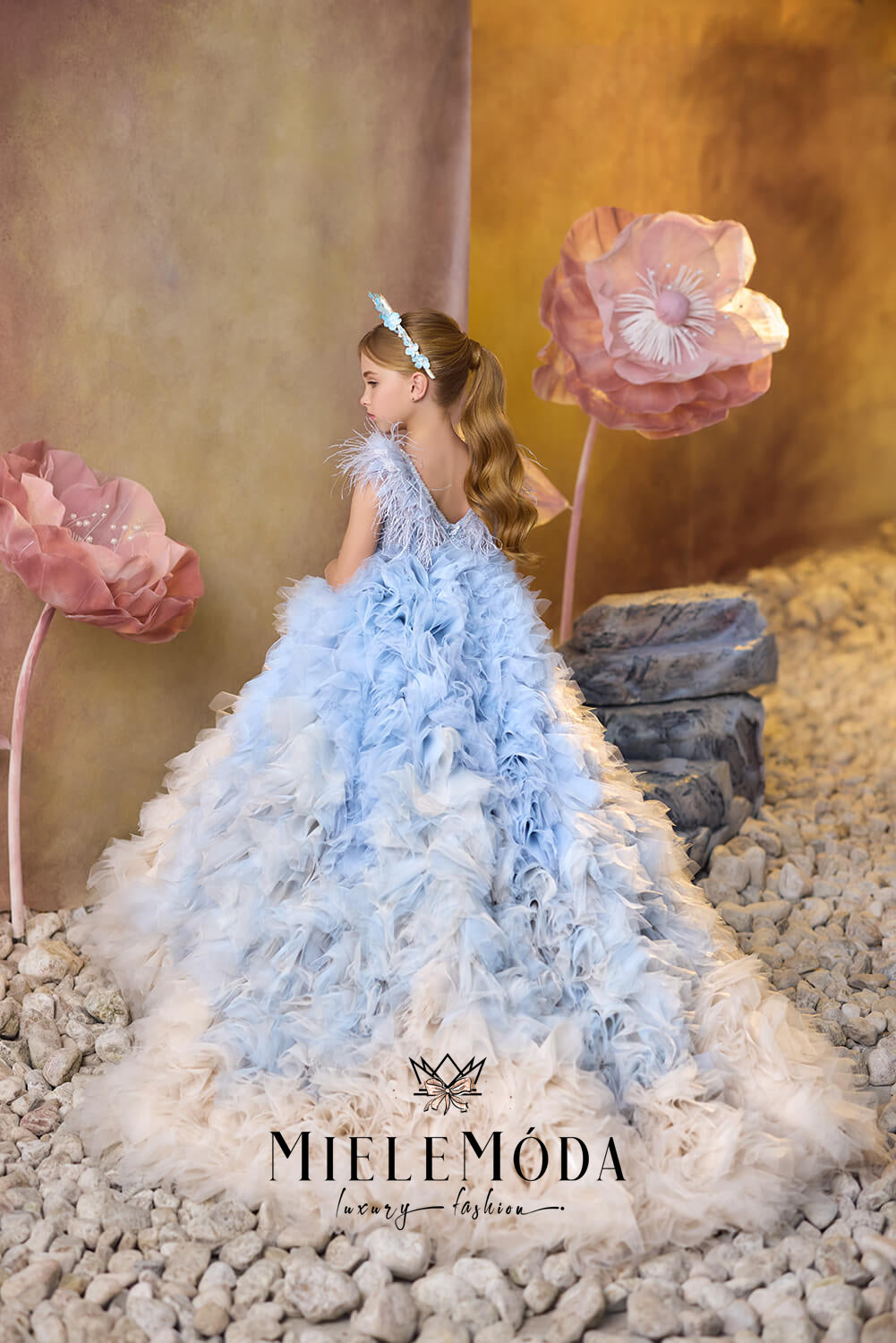 Sapphire Mist Couture Flower Girl Dress