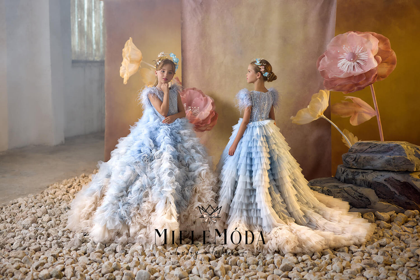 Sapphire Mist Couture Flower Girl Dress