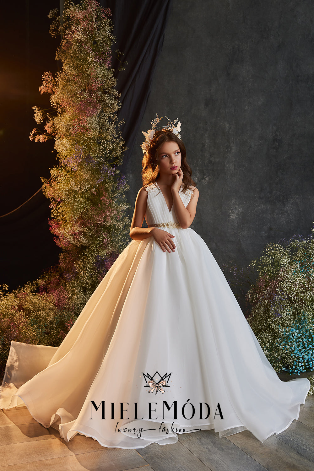 Sara First Communion Designer Dress Miele Moda Luxury Fashion