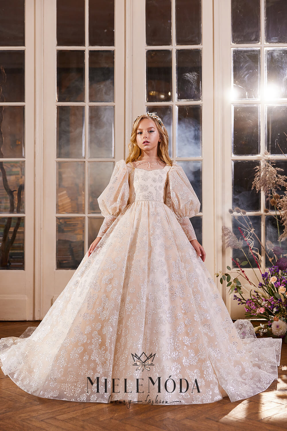 Bilyana Luxury Couture Flower Girl Dress - Miele Moda Luxury Fashion 2/3Y (26) / Cappuccino (As pictured) / Rush: ships in 4-6 Business Weeks (+$175 Bilyana Luxury Couture Flower Girl Dress - Miele Moda Luxury Fashion 2/3Y (26) / Cappuccino (As pictured) / Rush: ships in 4-6 Business Weeks (+$175