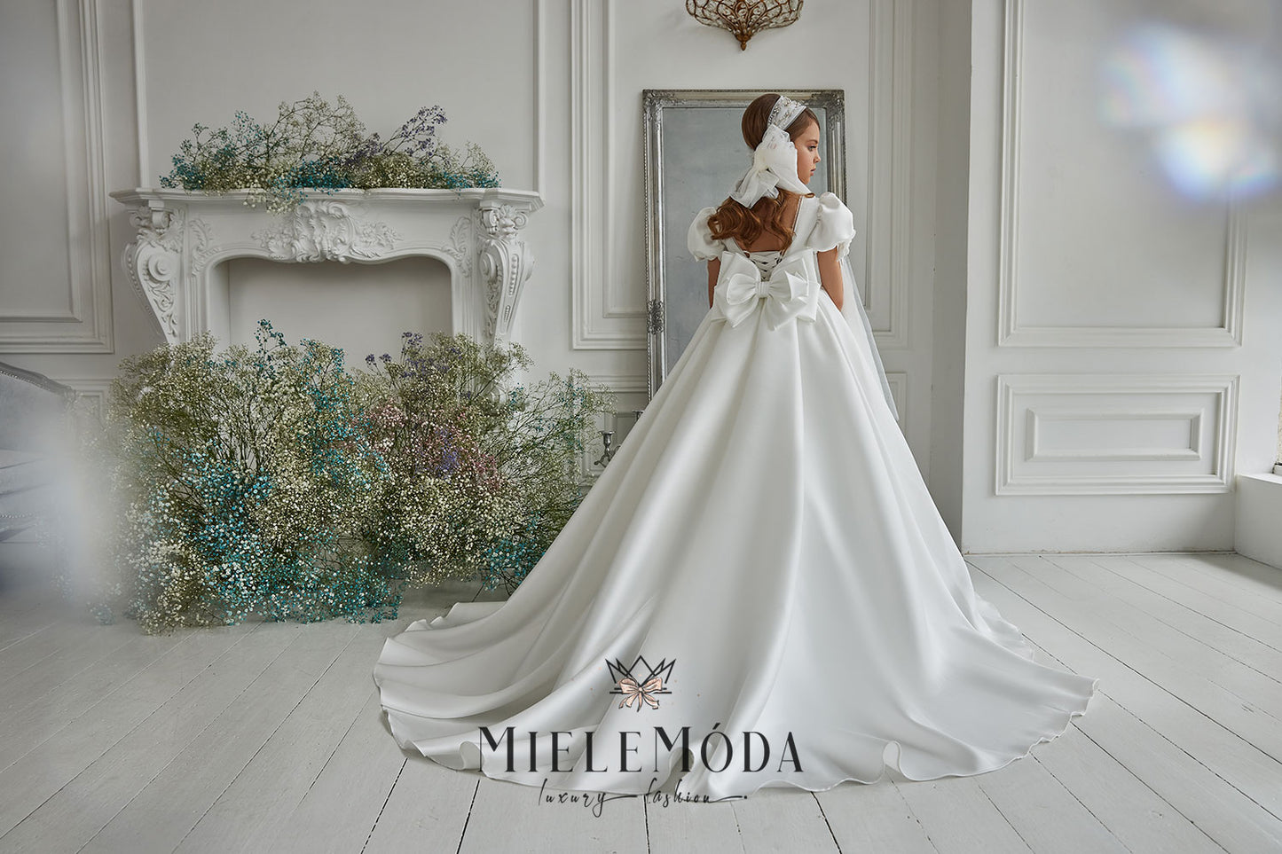 First Communion Luxury Tulle Rhinestones Veil Headpiece