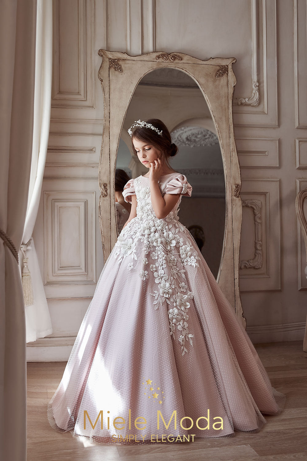 Coraline Luxury Flower Girl Dress - Miele Moda Luxury Fashion 7/8Y (32) / Ivory (As pictured) / Standard: ships in 6-8 Business Weeks Coraline Luxury Flower Girl Dress - Miele Moda Luxury Fashion 7/8Y (32) / Ivory (As pictured) / Standard: ships in 6-8 Business Weeks