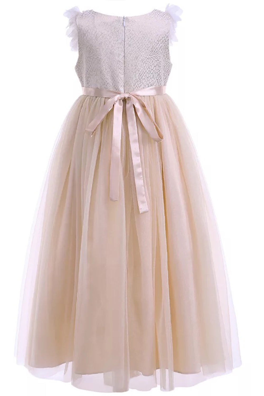 Pretty girl wearing Mariah Girl Lace Dress in Cream-by Miele Moda Boutique