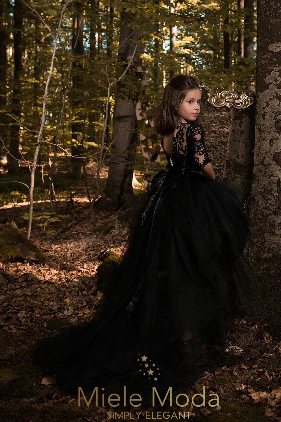 Pretty girl wearing Mavra Couture High Low Dress-by Miele Moda Boutique