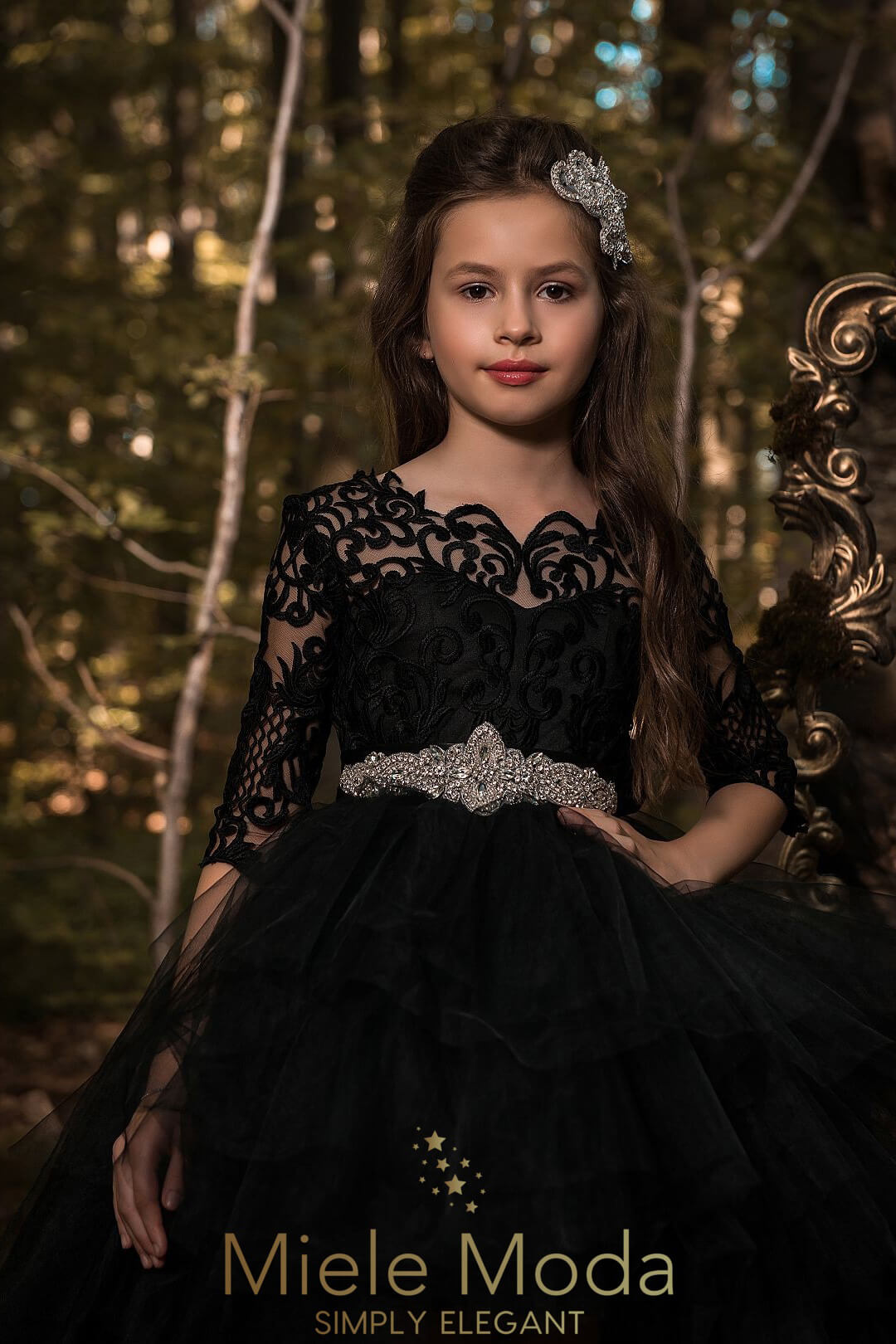 Pretty girl wearing Mavra Couture High Low Dress-by Miele Moda Boutique