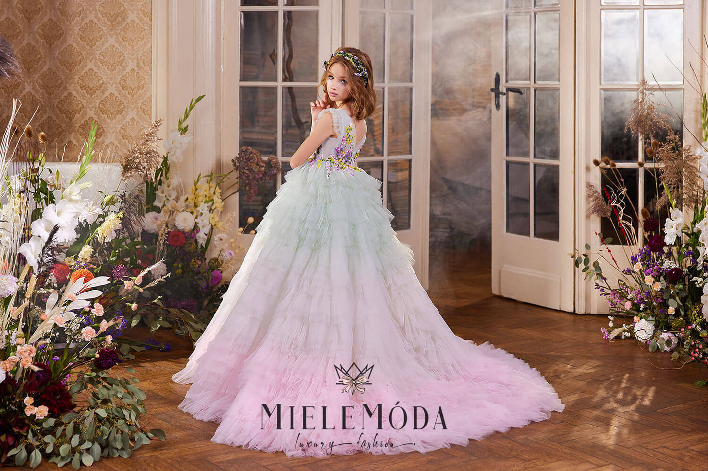 Nevena Luxury Birthday Flower Girl Ombré Dress