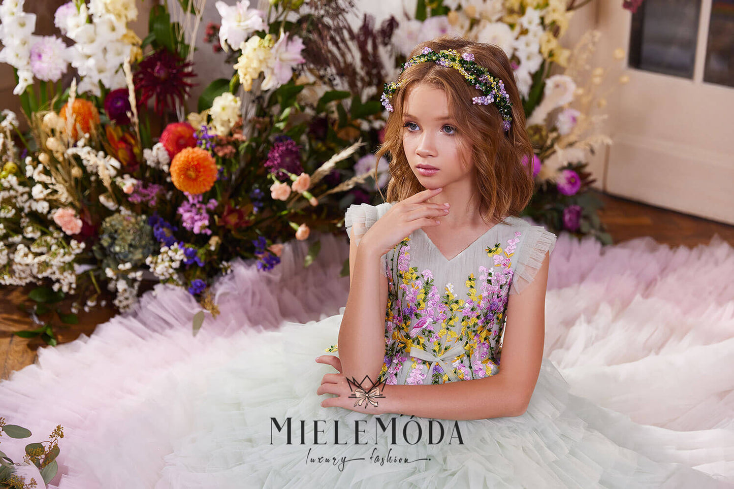 Nevena Luxury Birthday Flower Girl Ombré Dress