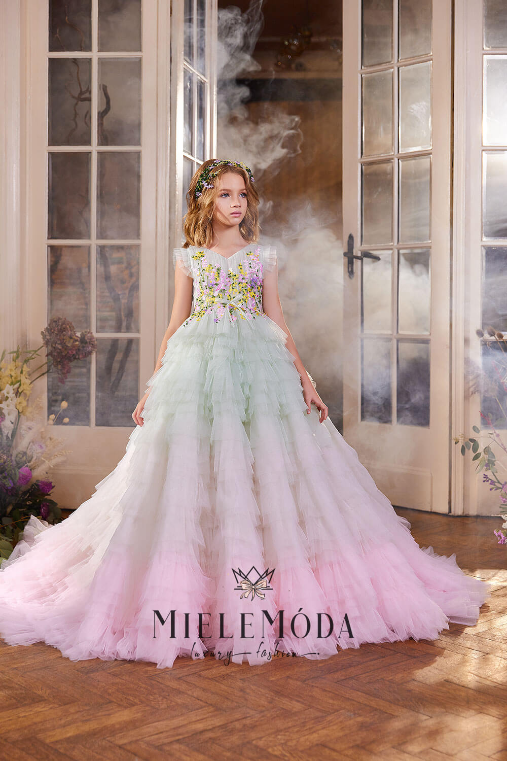 Nevena Luxury Birthday Flower Girl Ombré Dress