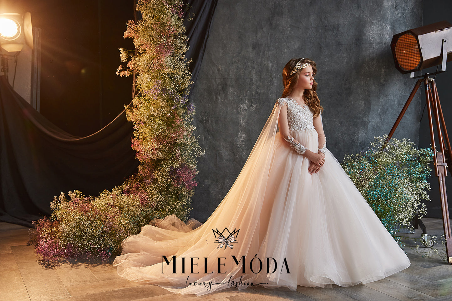 Renata Luxury Flower Girl Dress with Cape