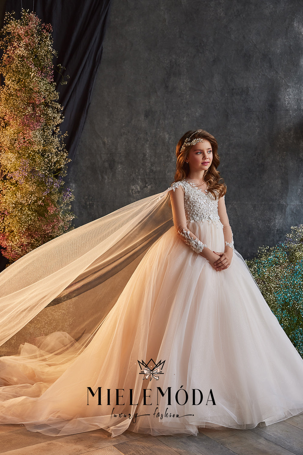 Renata Luxury Flower Girl Dress with Cape