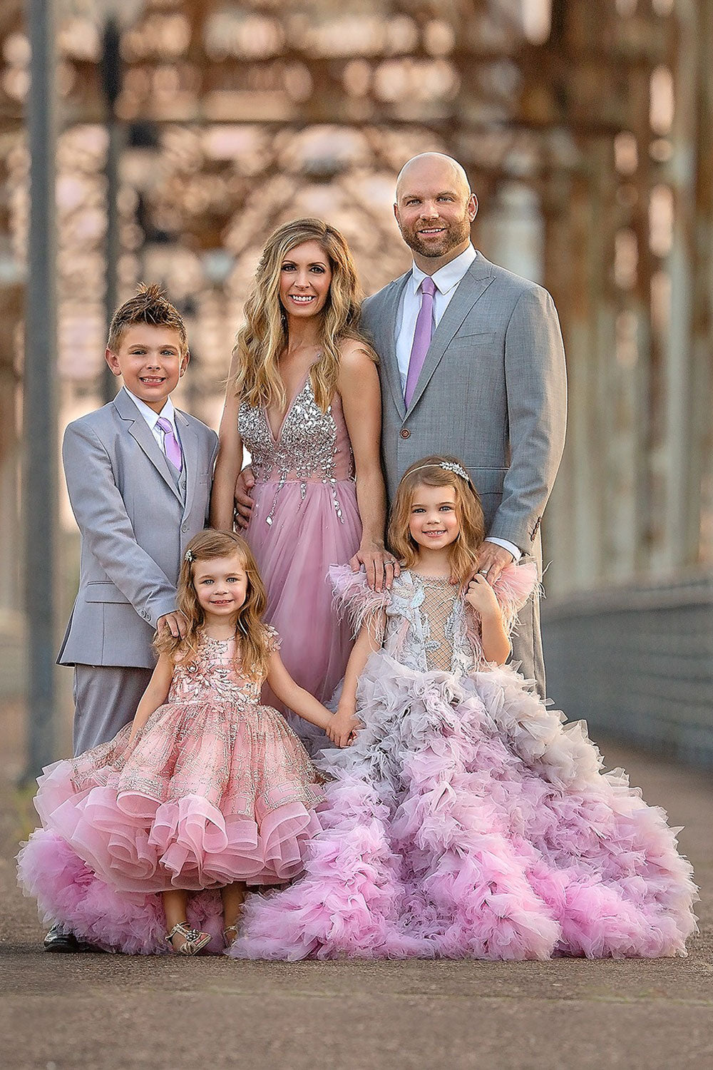 Pretty girl wearing Rosaline Flower Girl Couture Dress-by Miele Moda Boutique