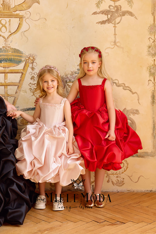 Bal du Château Couture Beaded Flower Girl Short Dress