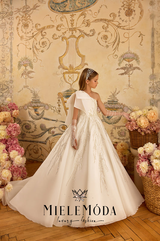 Céleste Fleur Luxury One Shoulder Flower Girl Dress