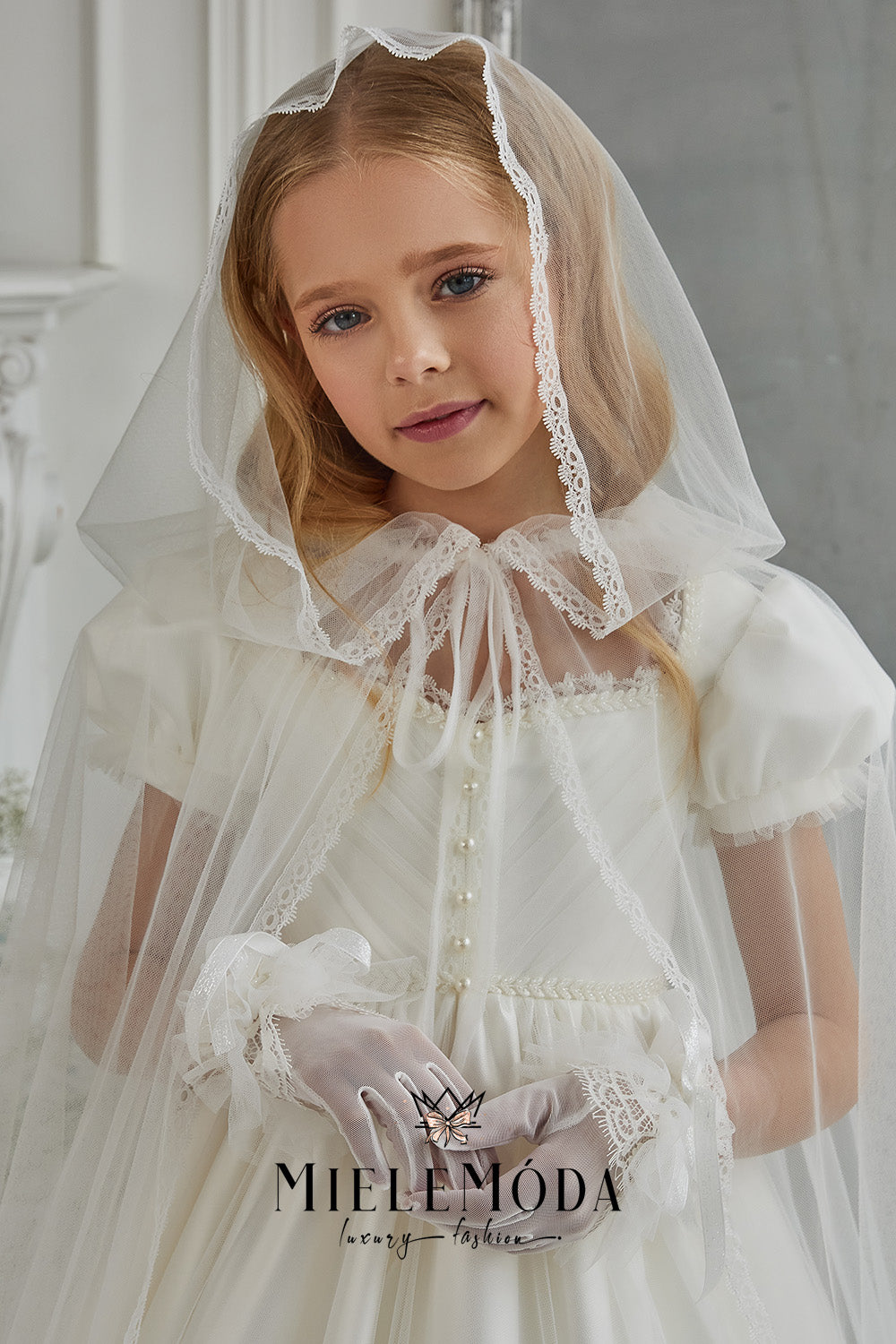 First Communion Luxury Tulle Lace Veil Cape