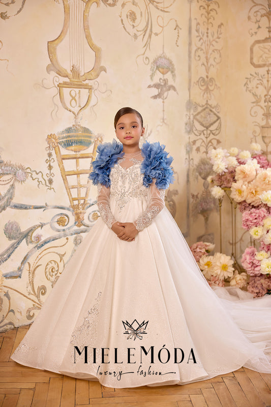 Fleur de Lune Luxury Couture Flower Girl Dress with Cape