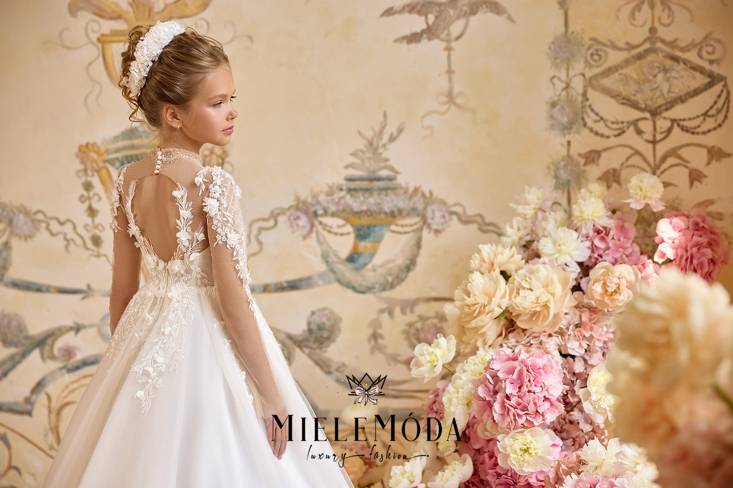 Givré Rosé Couture Flower Girl Communion Dress