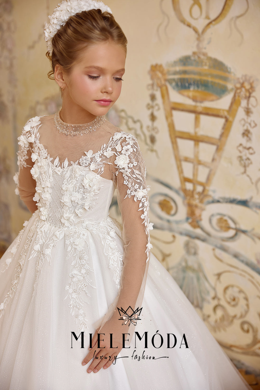 Givré Rosé Couture Flower Girl Communion Dress