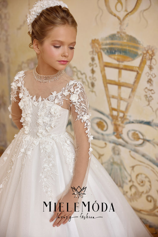 Givré Rosé Couture Flower Girl Communion Dress