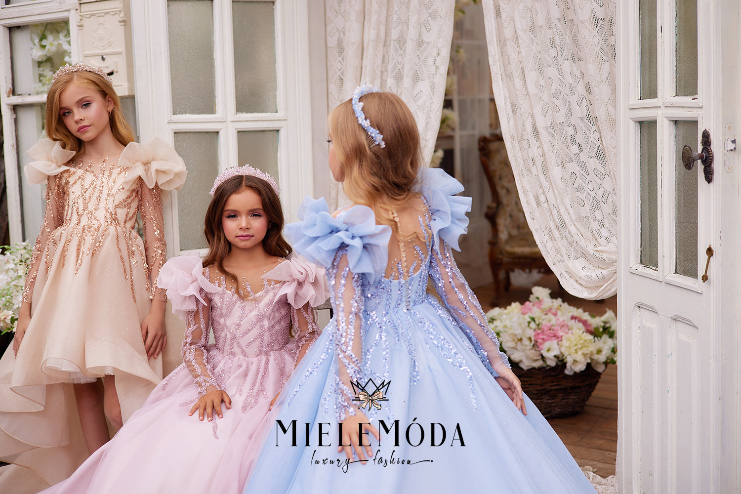 Kalina Couture Flower Girl Birthday Dress - Miele Moda Luxury Fashion 5/6Y (30) / Blue (as pictured) / Standard: Ships in 6-8 business weeks Kalina Couture Flower Girl Birthday Dress - Miele Moda Luxury Fashion 5/6Y (30) / Blue (as pictured) / Standard: Ships in 6-8 business weeks