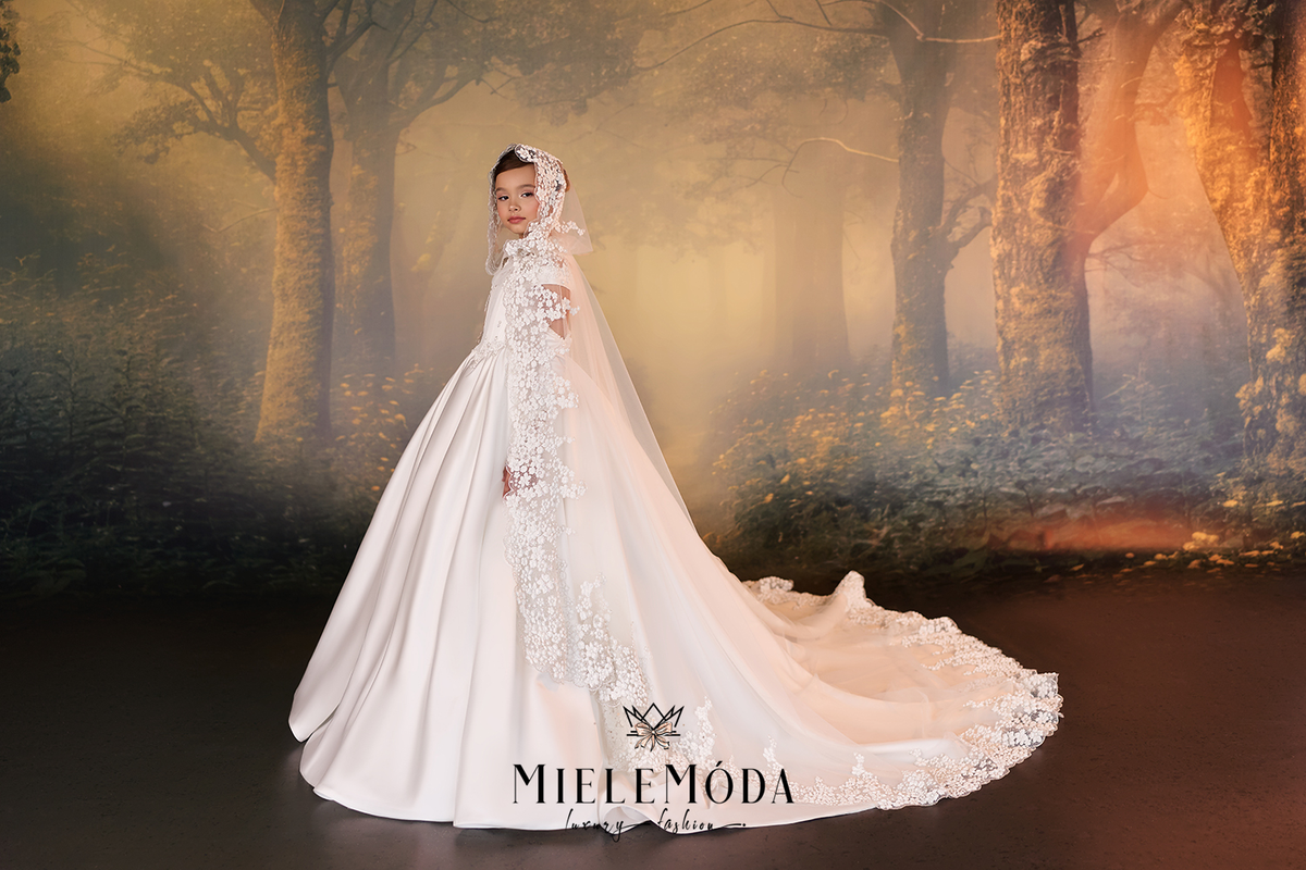 Ksenia Luxury Flower Girl Communion Dress Cape Gloves