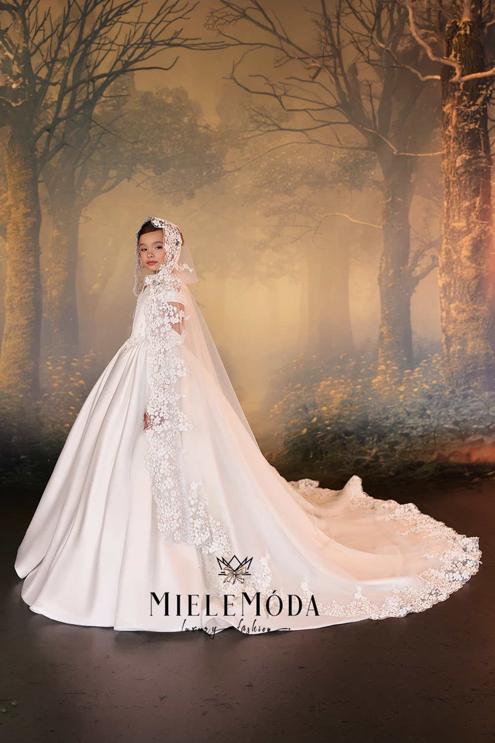 Ksenia Luxury Flower Girl Communion Dress Cape Gloves