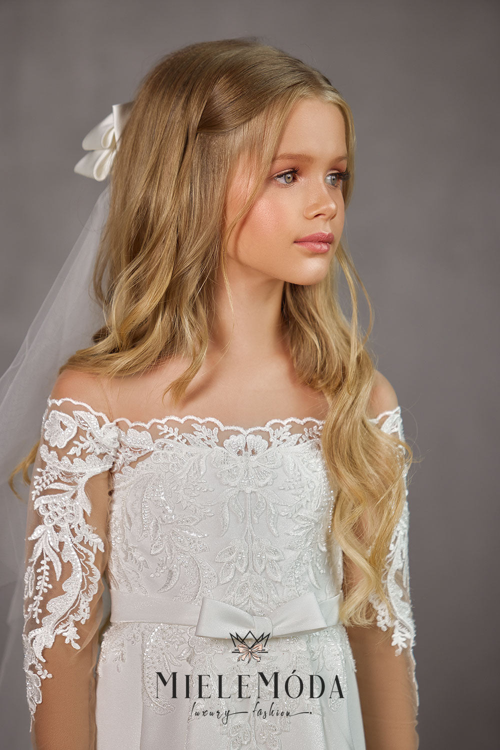 First Communion Luxury Layered Tulle Veil with Satin Bow