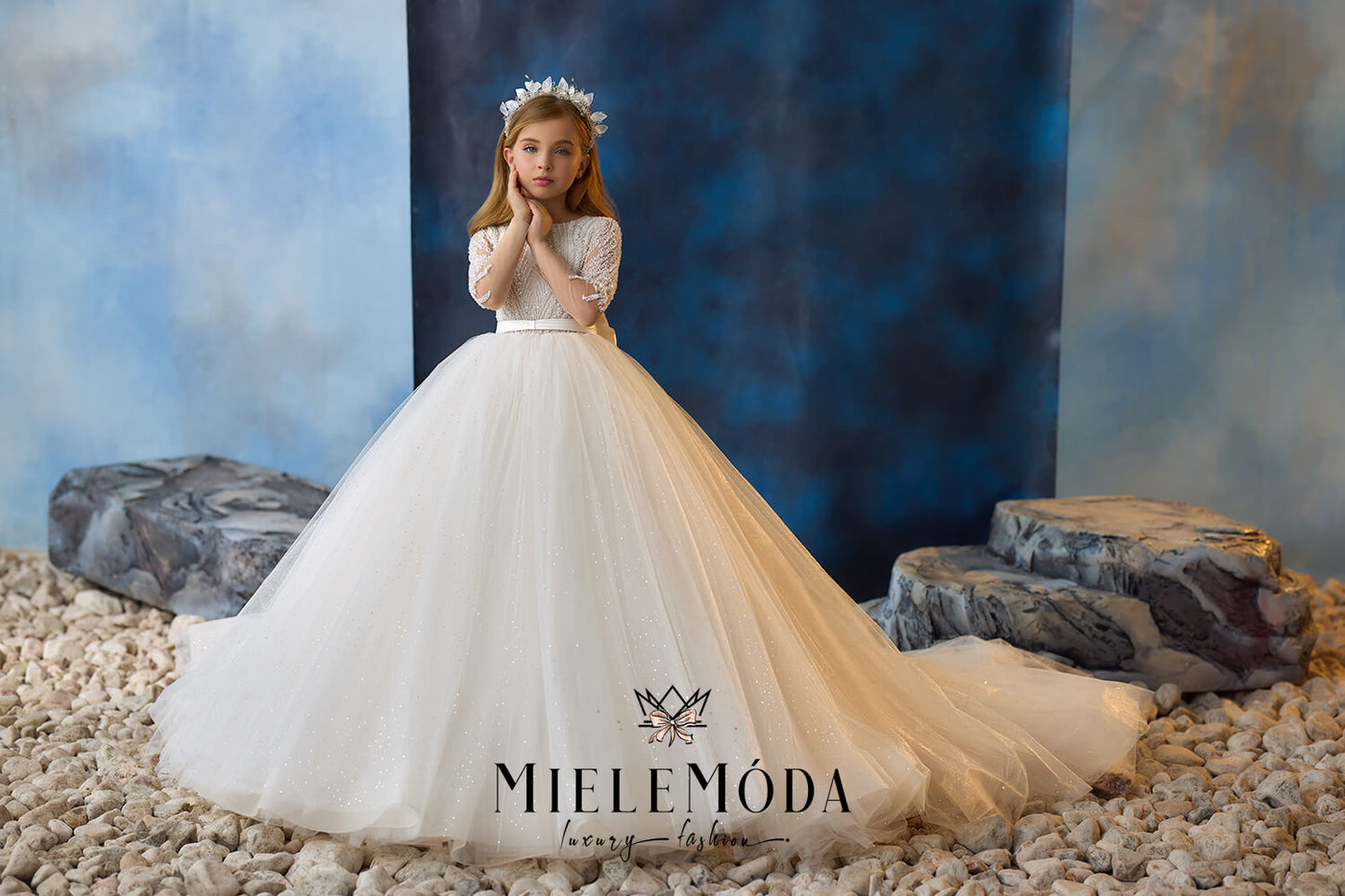 Moonstone Aura Couture Flower Girl Dress
