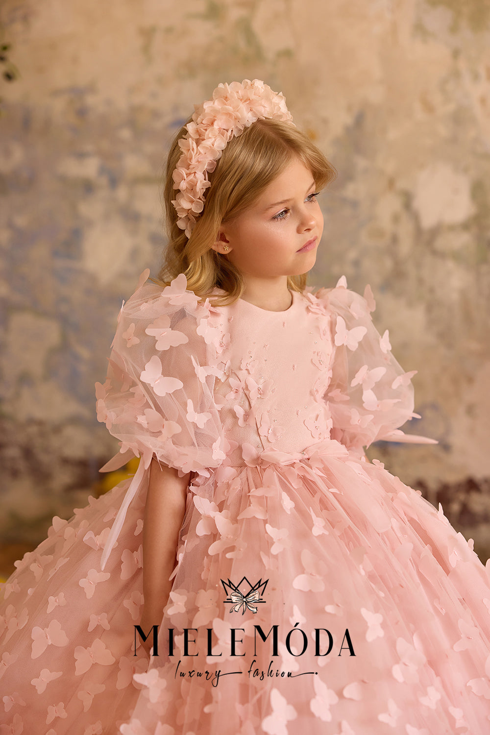 Perla Rosée Couture Flower Girl Butterfly Dress