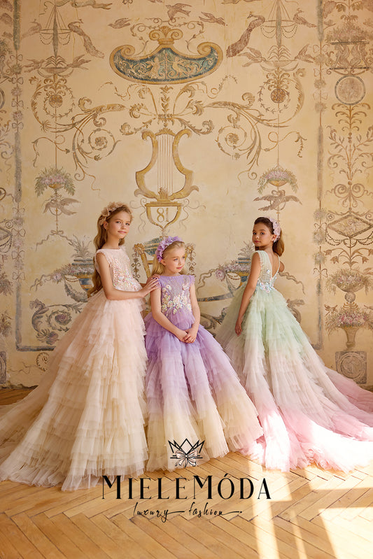 Rosa Enchantée Couture Flower Girl Ombre Dress