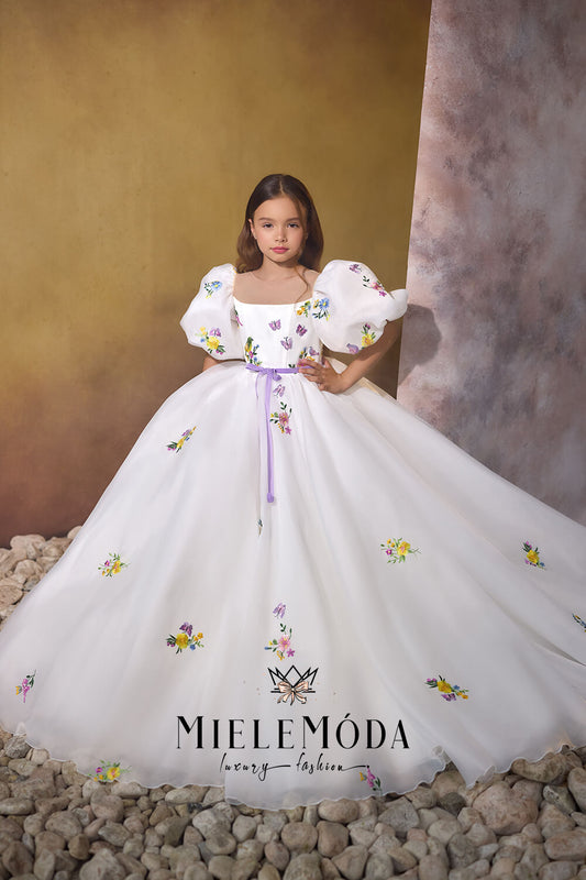 Sunset Blossom Couture Flower Girl Dress