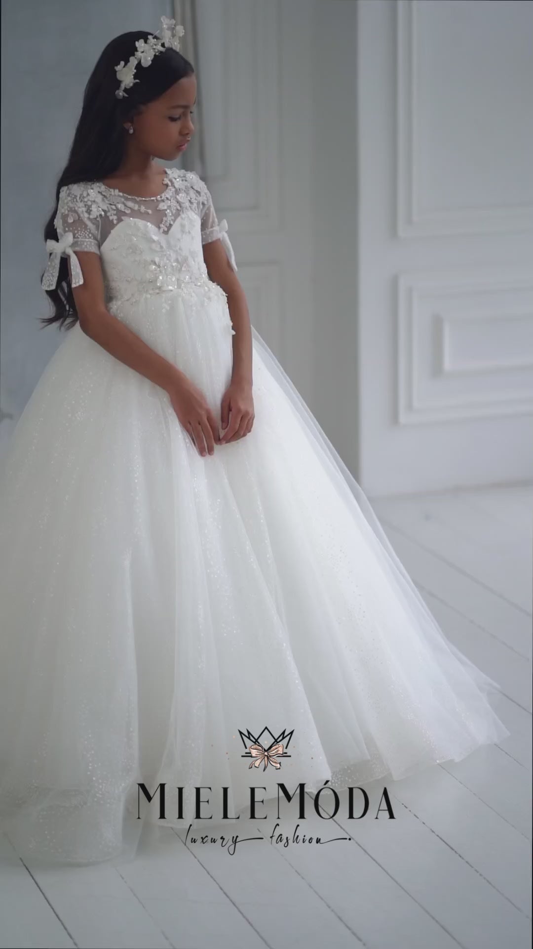 Alondra Luxury Flower Girl Communion Dress - Miele Moda Luxury Fashion