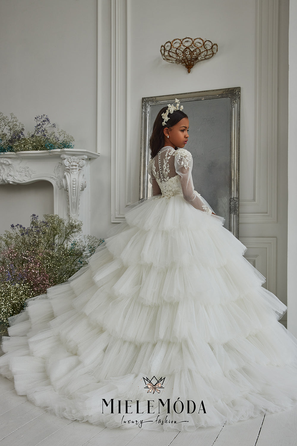 3048 Beaded Satin First Communion Dress – Mia Bambina Boutique