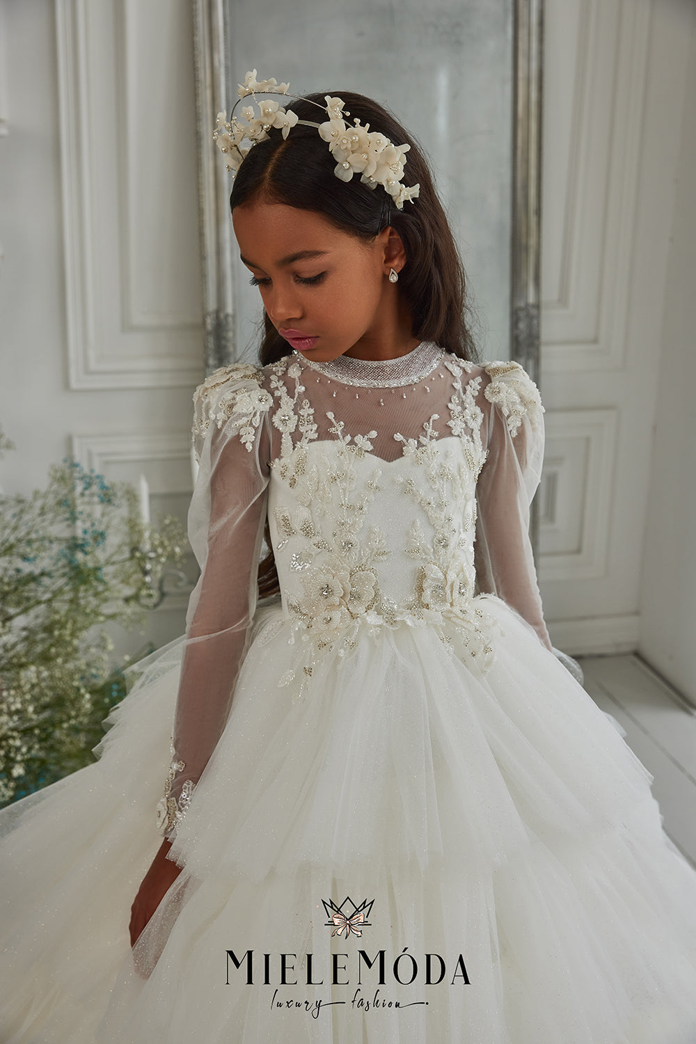 Modern Arabic Kids Pageant Dress With Barbie Crystal Flower, Cap Sleeves,  And Cute White First Holy Communion Design From Langju22, $44.36 |  DHgate.Com