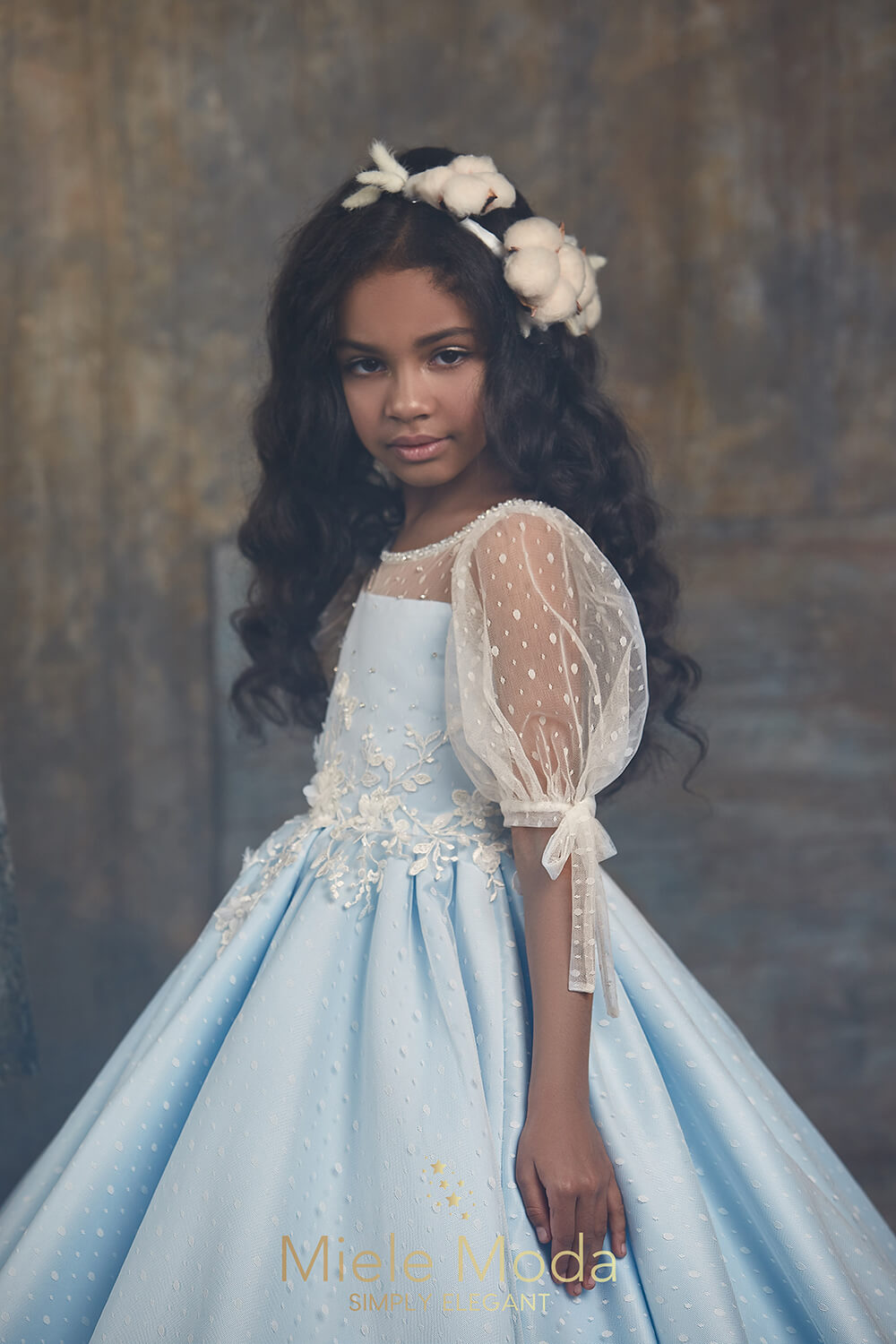 Pretty girl wearing Brea Couture Lace Dress with Optional Cape-by Miele Moda Boutique