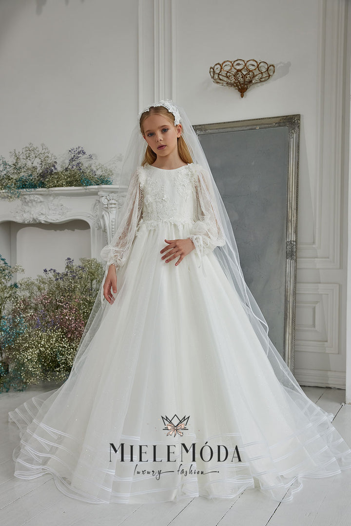 Gloria Communion Dress - Pure White