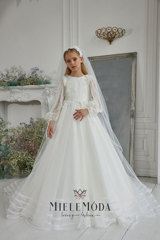First Communion Luxury Lace Tulle Veil