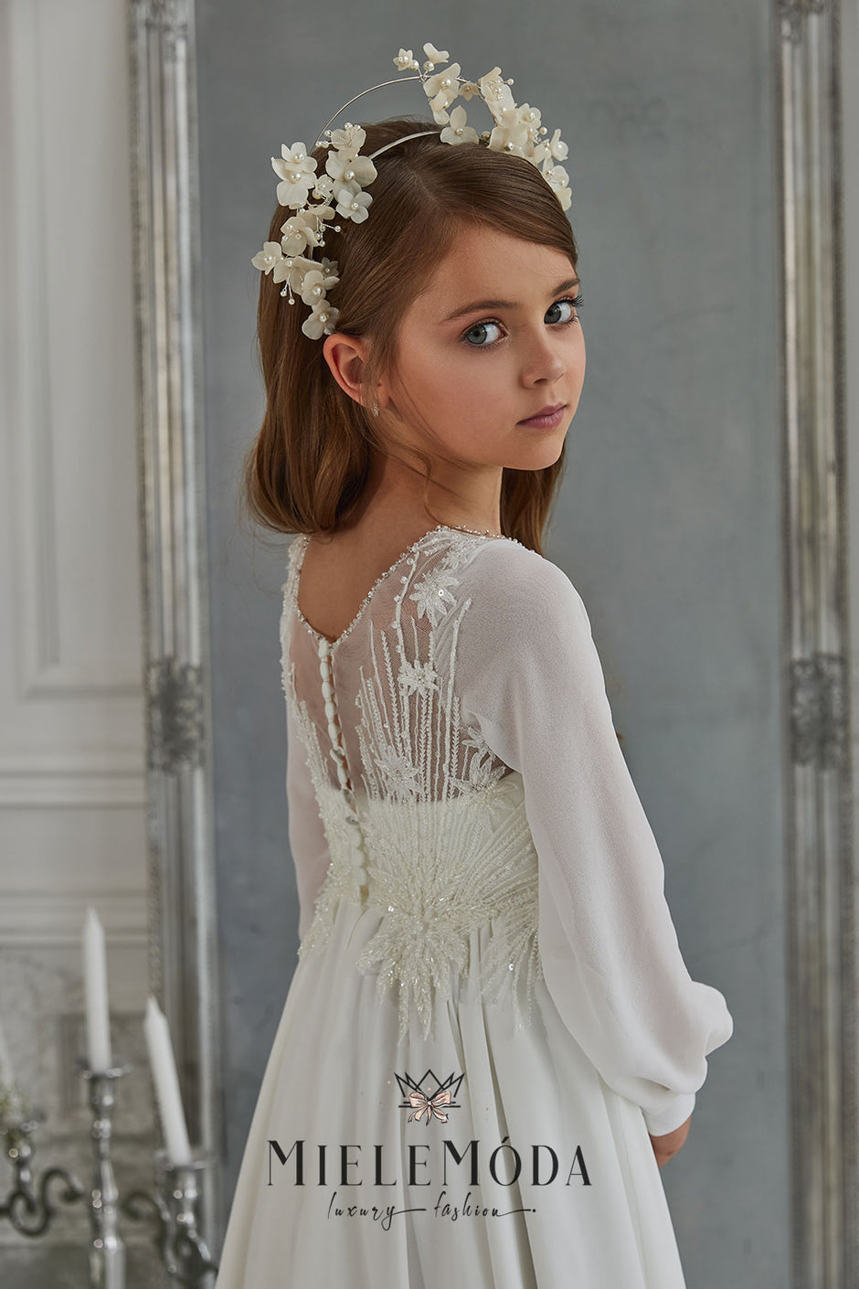 Maya Communion Dress - Cloudy White